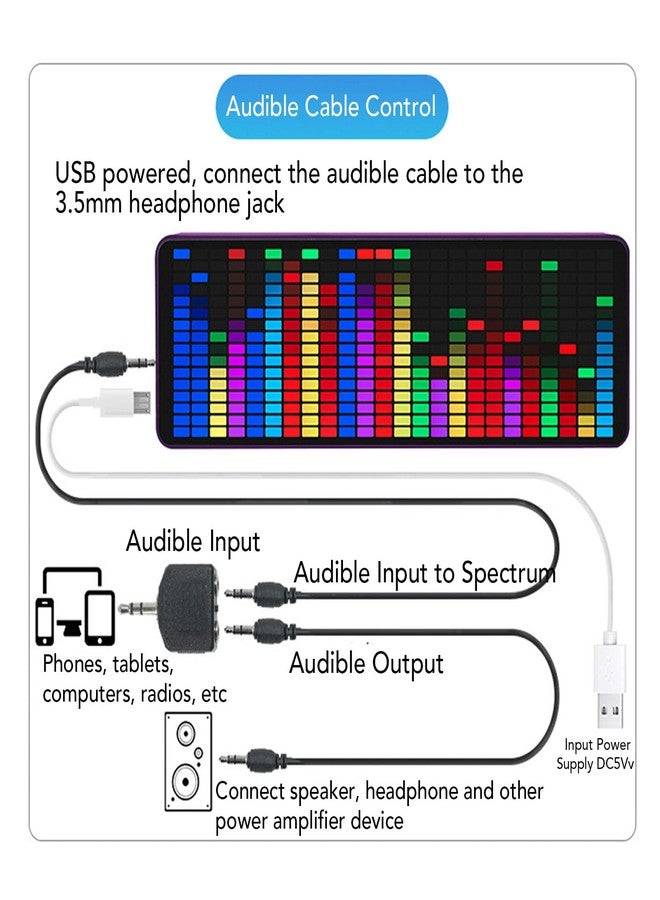 ZIZEV 384 RGB LEDs Music Spectrum Display, 20 Dynamic Effects, USB Powered, Voice Sensor, Clock & Alarm,Colorful Spectrum Display with Breathing Mode for Game Room, Car, Purplelily - Image 4